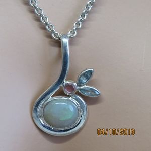 Opal and gemstone pendant necklace